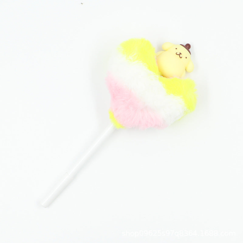 Heart shaped fur ball shaped cartoon ballpoint pen