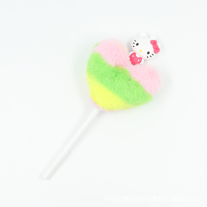 Heart shaped fur ball shaped cartoon ballpoint pen