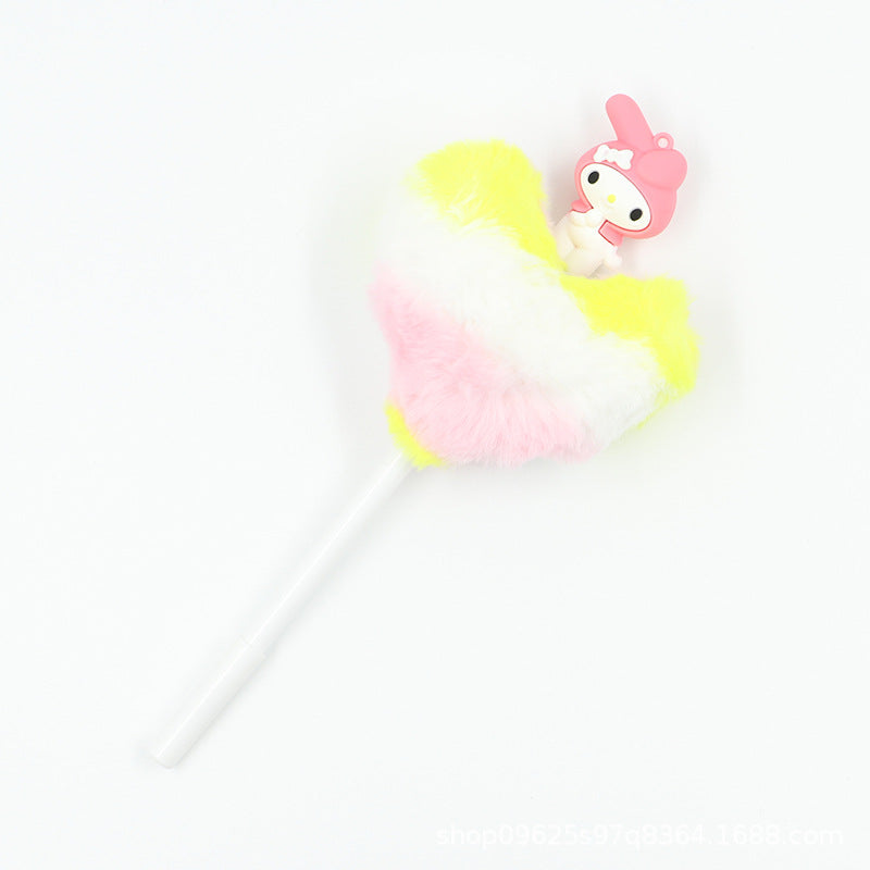 Heart shaped fur ball shaped cartoon ballpoint pen