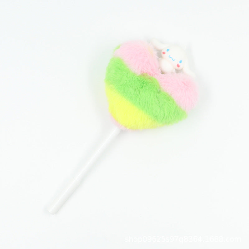 Heart shaped fur ball shaped cartoon ballpoint pen