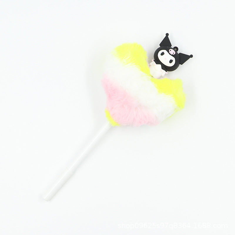 Heart shaped fur ball shaped cartoon ballpoint pen