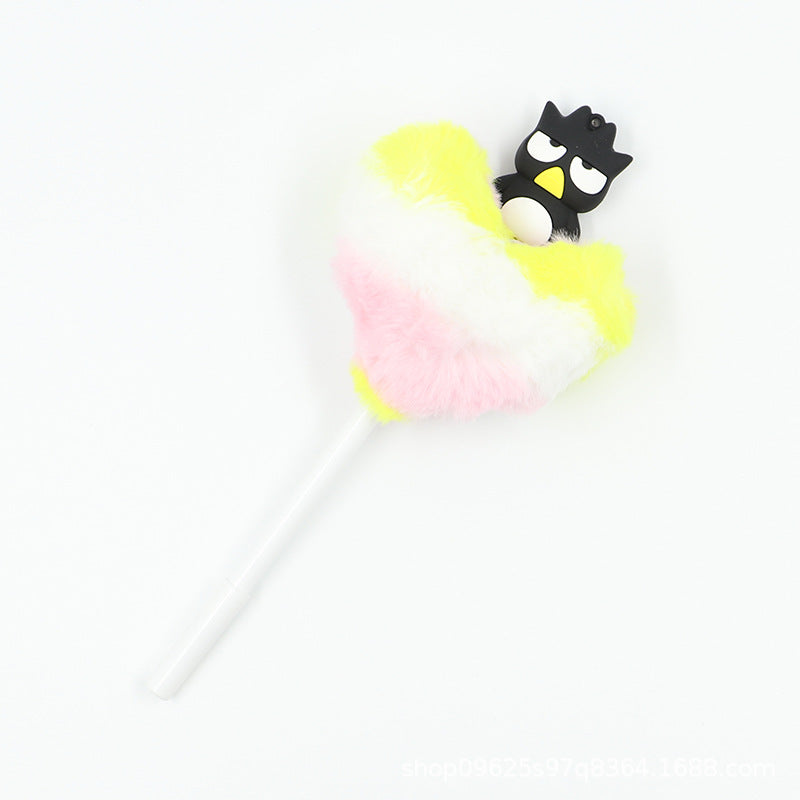 Heart shaped fur ball shaped cartoon ballpoint pen