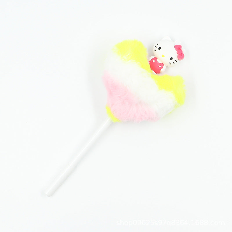 Heart shaped fur ball shaped cartoon ballpoint pen