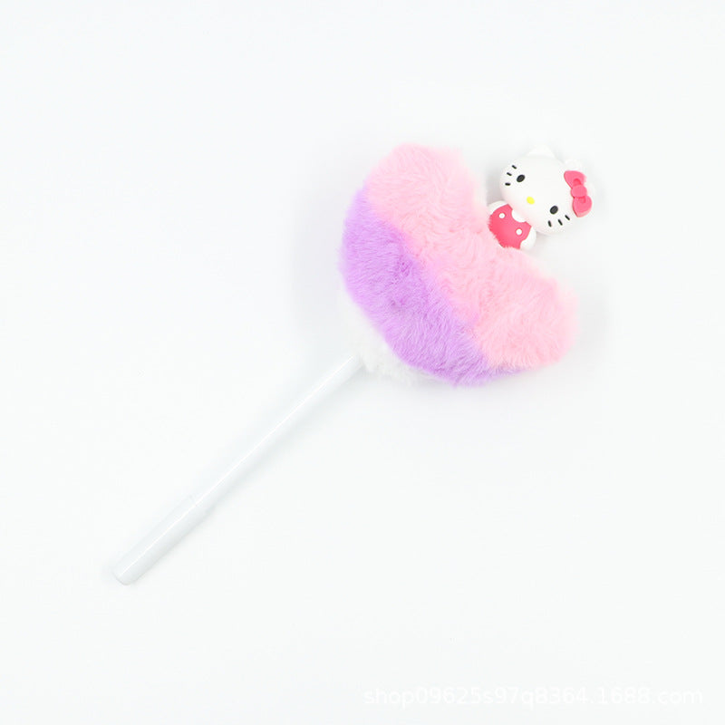 Heart shaped fur ball shaped cartoon ballpoint pen