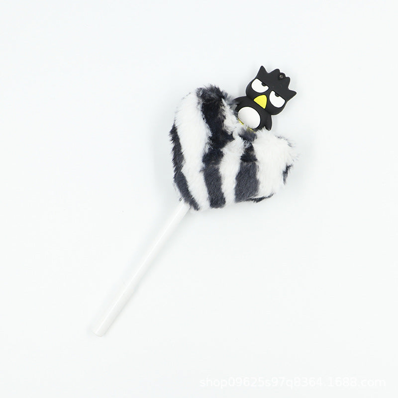 Heart shaped fur ball shaped cartoon ballpoint pen