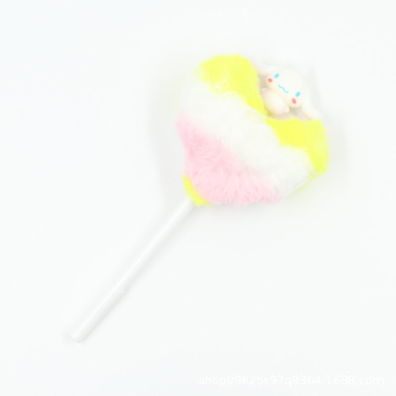 Heart shaped fur ball shaped cartoon ballpoint pen