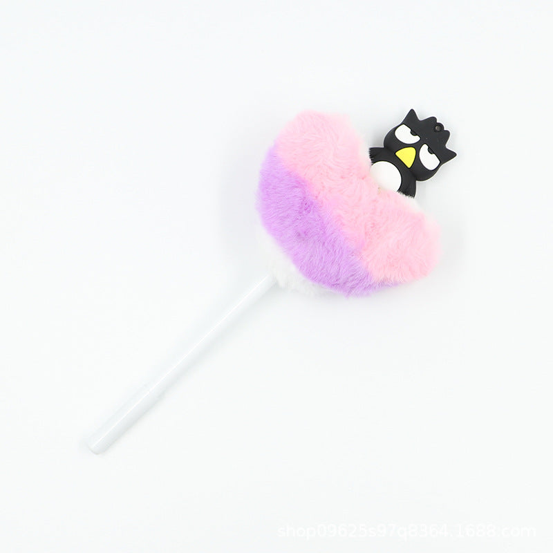 Heart shaped fur ball shaped cartoon ballpoint pen