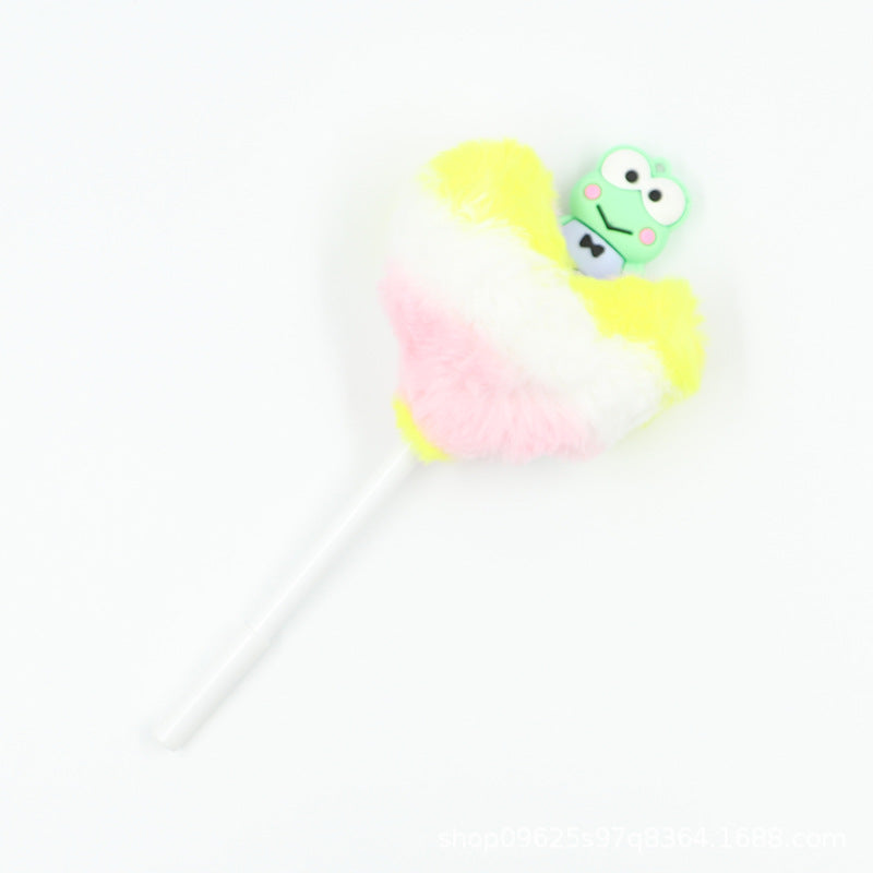 Heart shaped fur ball shaped cartoon ballpoint pen