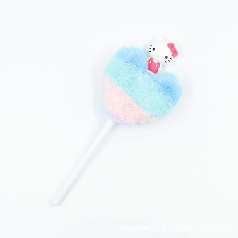 Heart shaped fur ball shaped cartoon ballpoint pen